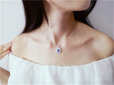 Necklace Pendants For Women S925 Clavicle Chain Sapphire Gemstone Sterling Silver Fine Jewelry Simple Pendant Blue Colar