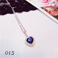 Necklace Pendants For Women S925 Clavicle Chain Sapphire Gemstone Sterling Silver Fine Jewelry Simple Pendant Blue Colar
