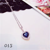 Necklace Pendants For Women S925 Clavicle Chain Sapphire Gemstone Sterling Silver Fine Jewelry Simple Pendant Blue Colar