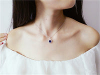 Necklace Pendants For Women S925 Clavicle Chain Sapphire Gemstone Sterling Silver Fine Jewelry Simple Pendant Blue Colar