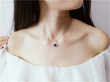 Necklace Pendants For Women S925 Clavicle Chain Sapphire Gemstone Sterling Silver Fine Jewelry Simple Pendant Blue Colar