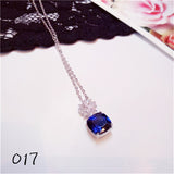 Necklace Pendants For Women S925 Clavicle Chain Sapphire Gemstone Sterling Silver Fine Jewelry Simple Pendant Blue Colar