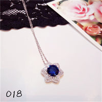 Necklace Pendants For Women S925 Clavicle Chain Sapphire Gemstone Sterling Silver Fine Jewelry Simple Pendant Blue Colar