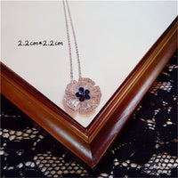 Necklace Pendants For Women S925 Clavicle Chain Sapphire Gemstone Sterling Silver Fine Jewelry Simple Pendant Blue Colar