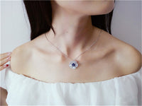 Necklace Pendants For Women S925 Clavicle Chain Sapphire Gemstone Sterling Silver Fine Jewelry Simple Pendant Blue Colar