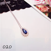 Necklace Pendants For Women S925 Clavicle Chain Sapphire Gemstone Sterling Silver Fine Jewelry Simple Pendant Blue Colar