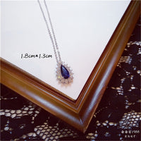 Necklace Pendants For Women S925 Clavicle Chain Sapphire Gemstone Sterling Silver Fine Jewelry Simple Pendant Blue Colar