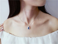 Necklace Pendants For Women S925 Clavicle Chain Sapphire Gemstone Sterling Silver Fine Jewelry Simple Pendant Blue Colar
