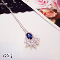Necklace Pendants For Women S925 Clavicle Chain Sapphire Gemstone Sterling Silver Fine Jewelry Simple Pendant Blue Colar