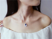 Necklace Pendants For Women S925 Clavicle Chain Sapphire Gemstone Sterling Silver Fine Jewelry Simple Pendant Blue Colar