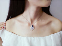 Necklace Pendants For Women S925 Clavicle Chain Sapphire Gemstone Sterling Silver Fine Jewelry Simple Pendant Blue Colar