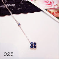 Necklace Pendants For Women S925 Clavicle Chain Sapphire Gemstone Sterling Silver Fine Jewelry Simple Pendant Blue Colar