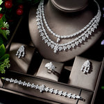 4pcs Bridal Zirconia Jewelry Sets Luxury Dubai Nigeria Crystal Wedding Jewelry Sets for Women Party