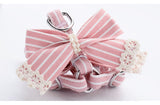 Pink Stripe Dog Collars And Harnesses Cotton Bows Girl Boy Pet Leash Set Outdoor Walking For Chihuahua S M Accessories