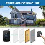 Home Security Welcome Wireless Doorbell Smart Chimes Doorbell Alarm LED light 32 Songs with Waterproof Touch Button