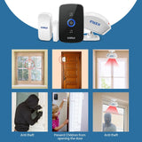 Home Security Welcome Wireless Doorbell Smart Chimes Doorbell Alarm LED light 32 Songs with Waterproof Touch Button