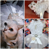Small Cat Wedding Dresses Princess Dog Cat Skirt  Pet Clothing Small Dog Clothes Tuxedo skirt for Bride Bridegroom