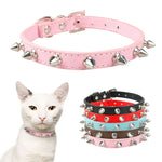 Cool Cat Dog Collar Cats Dog Leather Spiked Studded Collars For Small Medium Dogs Cats Chihuahua 5 Colors