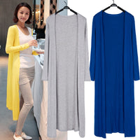 Korean Women's Casual Long Modal Cotton Sweater Cardigan Soft Comfortable Strong Simple Solid Free Size Loose Thin Cardigan