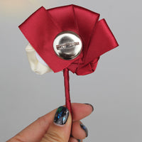 Best Man Groom Boutonniere Ivory Wine Red Satin Rose Flower Corsage Wedding Party Prom Man Suit Brooch Flowers de novia