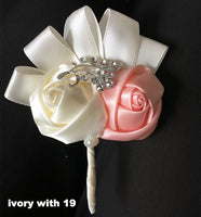 Best Man Groom Boutonniere Ivory Wine Red Satin Rose Flower Corsage Wedding Party Prom Man Suit Brooch Flowers de novia