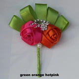 Best Man Groom Boutonniere Ivory Wine Red Satin Rose Flower Corsage Wedding Party Prom Man Suit Brooch Flowers de novia