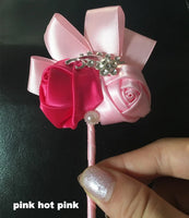 Best Man Groom Boutonniere Ivory Wine Red Satin Rose Flower Corsage Wedding Party Prom Man Suit Brooch Flowers de novia