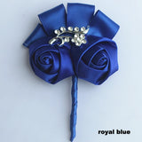 Best Man Groom Boutonniere Ivory Wine Red Satin Rose Flower Corsage Wedding Party Prom Man Suit Brooch Flowers de novia