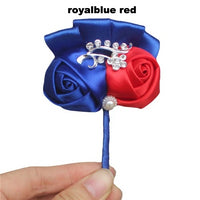 Best Man Groom Boutonniere Ivory Wine Red Satin Rose Flower Corsage Wedding Party Prom Man Suit Brooch Flowers de novia