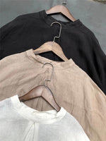 Linen Loose Solid Color Womens Tops And Blouses New O-neck Lantern Sleeve Button 3 Colors Shirts