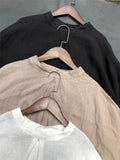 Linen Loose Solid Color Womens Tops And Blouses New O-neck Lantern Sleeve Button 3 Colors Shirts