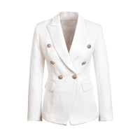 European Casual Slim fitness Metal Gold Button Jacket White Black Khaki Colors Female Blazer
