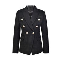 European Casual Slim fitness Metal Gold Button Jacket White Black Khaki Colors Female Blazer