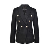 European Casual Slim fitness Metal Gold Button Jacket White Black Khaki Colors Female Blazer