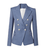 European Casual Slim fitness Metal Gold Button Jacket White Black Khaki Colors Female Blazer