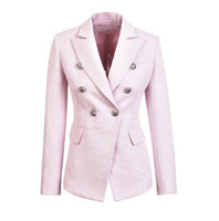 European Casual Slim fitness Metal Gold Button Jacket White Black Khaki Colors Female Blazer