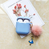 Cute Silicone High Quality Case for Apple Airpods 1 2 Accessories Bluetooth Earphone Case Cover Girl Heart Tassel Decor Key Ring