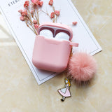 Cute Silicone High Quality Case for Apple Airpods 1 2 Accessories Bluetooth Earphone Case Cover Girl Heart Tassel Decor Key Ring