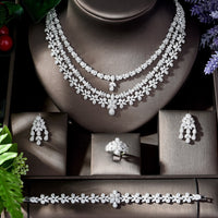 4pcs Bridal Zirconia Jewelry Sets Luxury Dubai Nigeria Crystal Wedding Jewelry Sets for Women Party