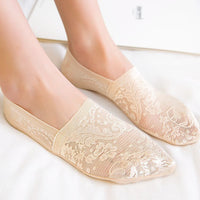 5 Pairs Fashion Women Girls Summer Socks Style Lace Flower Short Sock Antiskid Invisible Ankle Socks  7 colors
