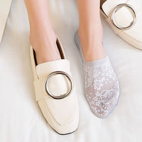5 Pairs Fashion Women Girls Summer Socks Style Lace Flower Short Sock Antiskid Invisible Ankle Socks  7 colors