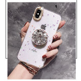 Glitter marble diamond ring holder silicone phone case for iphone 7 8 6 S plus X XR XS 11 Pro MAX for samsung S8 S9 S10 Note 8 9