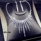 Shine Geometric Rhinestone Necklace Earrings For Women Long Tassel Jewelry Sets Weddings Banquet Gifts