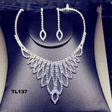 Shine Geometric Rhinestone Necklace Earrings For Women Long Tassel Jewelry Sets Weddings Banquet Gifts