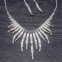 Shine Geometric Rhinestone Necklace Earrings For Women Long Tassel Jewelry Sets Weddings Banquet Gifts