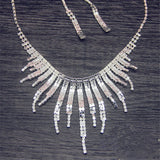 Shine Geometric Rhinestone Necklace Earrings For Women Long Tassel Jewelry Sets Weddings Banquet Gifts