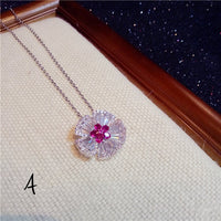Necklace Pendants For Women Clavicle Chain Ruby S925 Sterling Silver Luxury Hyperbole Pendant Rose Red Fine Jewelry Accessories