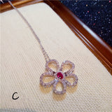 Necklace Pendants For Women Clavicle Chain Ruby S925 Sterling Silver Luxury Hyperbole Pendant Rose Red Fine Jewelry Accessories