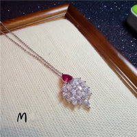 Necklace Pendants For Women Clavicle Chain Ruby S925 Sterling Silver Luxury Hyperbole Pendant Rose Red Fine Jewelry Accessories