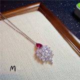 Necklace Pendants For Women Clavicle Chain Ruby S925 Sterling Silver Luxury Hyperbole Pendant Rose Red Fine Jewelry Accessories